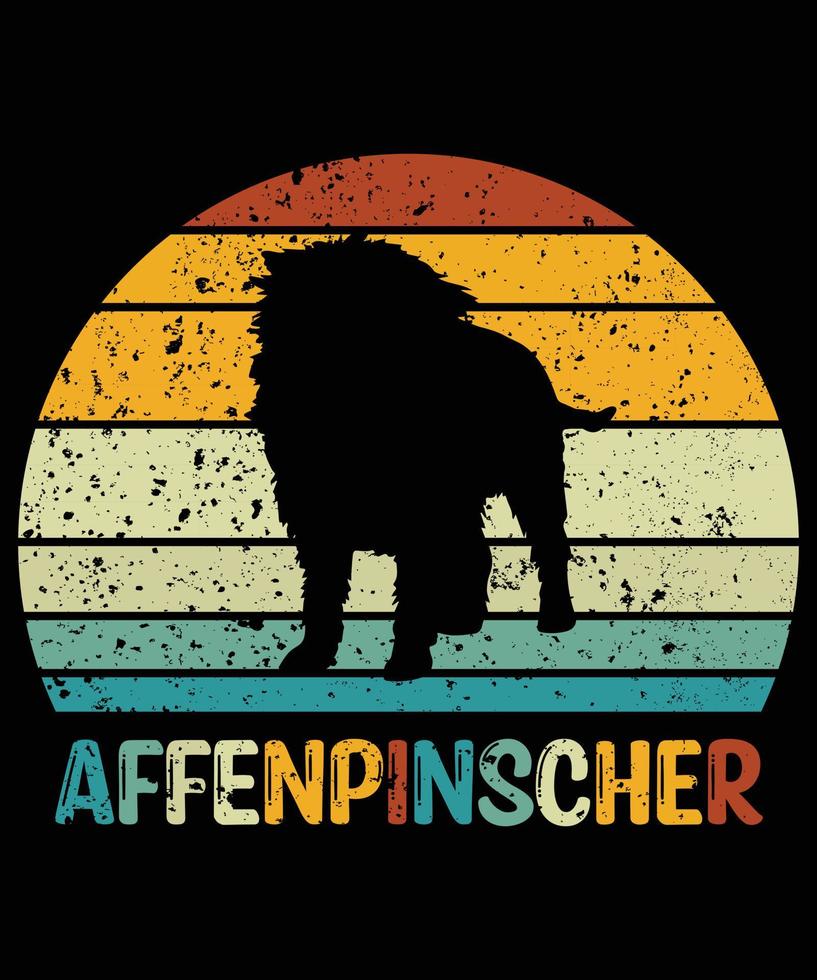 Funny Affenpinscher Vintage Retro Sunset Silhouette Gifts Dog Lover Dog Owner Essential T-Shirt vector