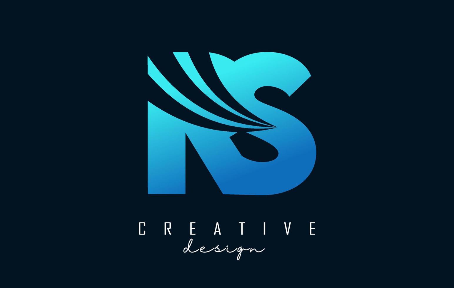 Creative blue letters RS R s logo with leading lines and road concept design. Letters with geometric design. vector