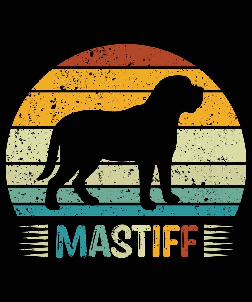 Funny Mastiff Vintage Retro Sunset Silhouette Gifts Dog Lover Dog Owner Essential T-Shirt vector