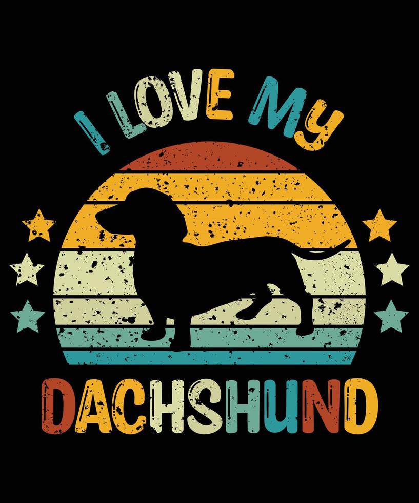 Funny Dachshund Vintage Retro Sunset Silhouette Gifts Dog Lover Dog Owner Essential T-Shirt vector