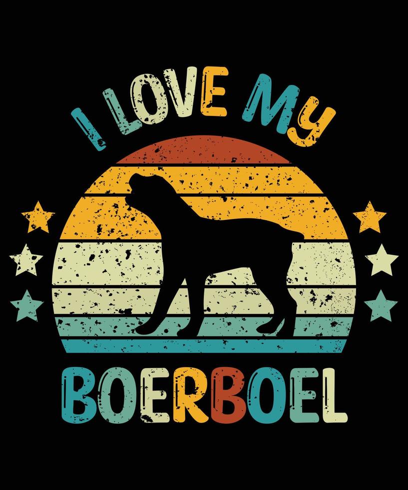 Funny Boerboel Vintage Retro Sunset Silhouette Gifts Dog Lover Dog Owner Essential T-Shirt vector