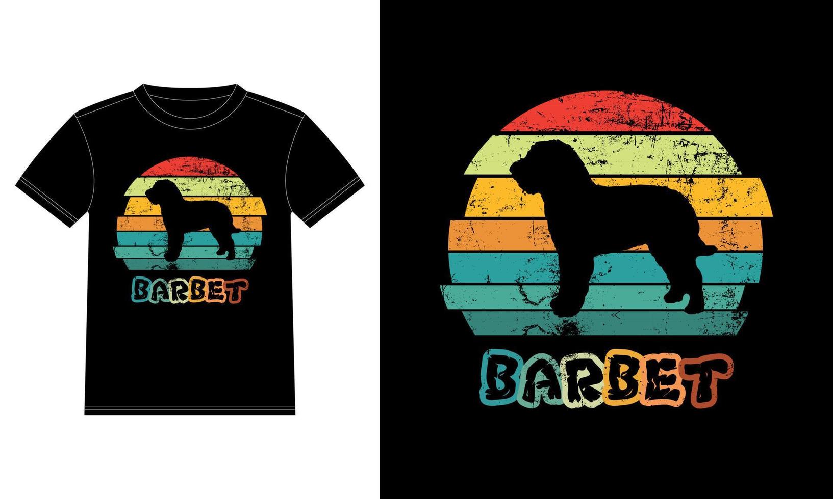 Funny Barbet Vintage Retro Sunset Silhouette Gifts Dog Lover Dog Owner Essential T-Shirt vector
