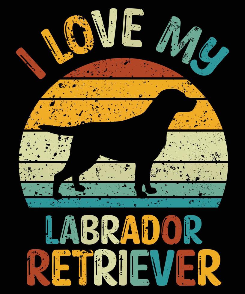 divertido labrador retriever vintage retro puesta de sol silueta regalos amante de los perros dueño del perro camiseta esencial vector