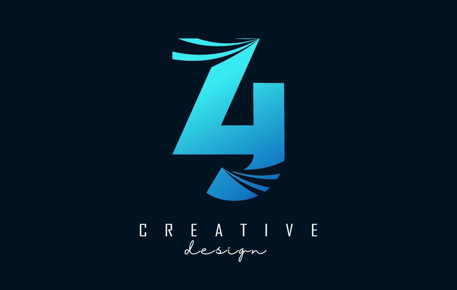 Creative blue letters ZJ z j logo with leading lines and road concept design. Letters with geometric design. vector