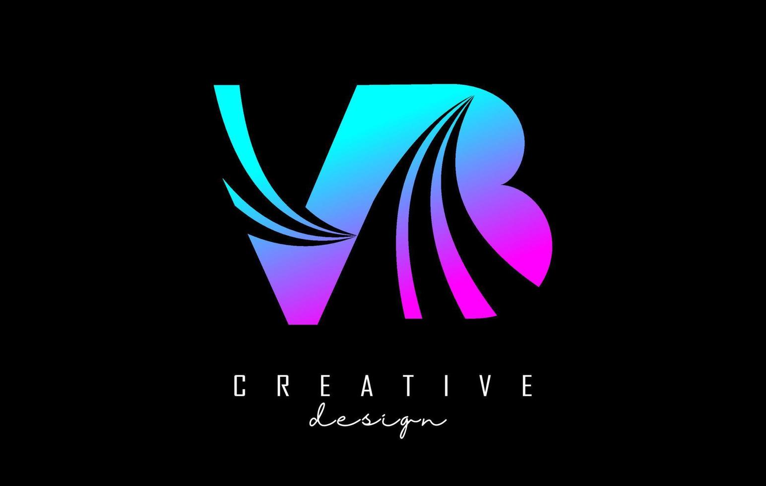 Creative colorful letters VB v b logo with leading lines and road concept design. Letters with geometric design. vector