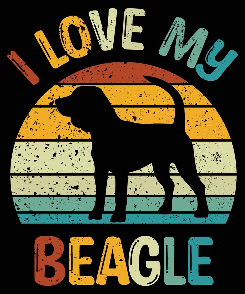 Funny Beagle Vintage Retro Sunset Silhouette Gifts Dog Lover Dog Owner Essential T-Shirt vector