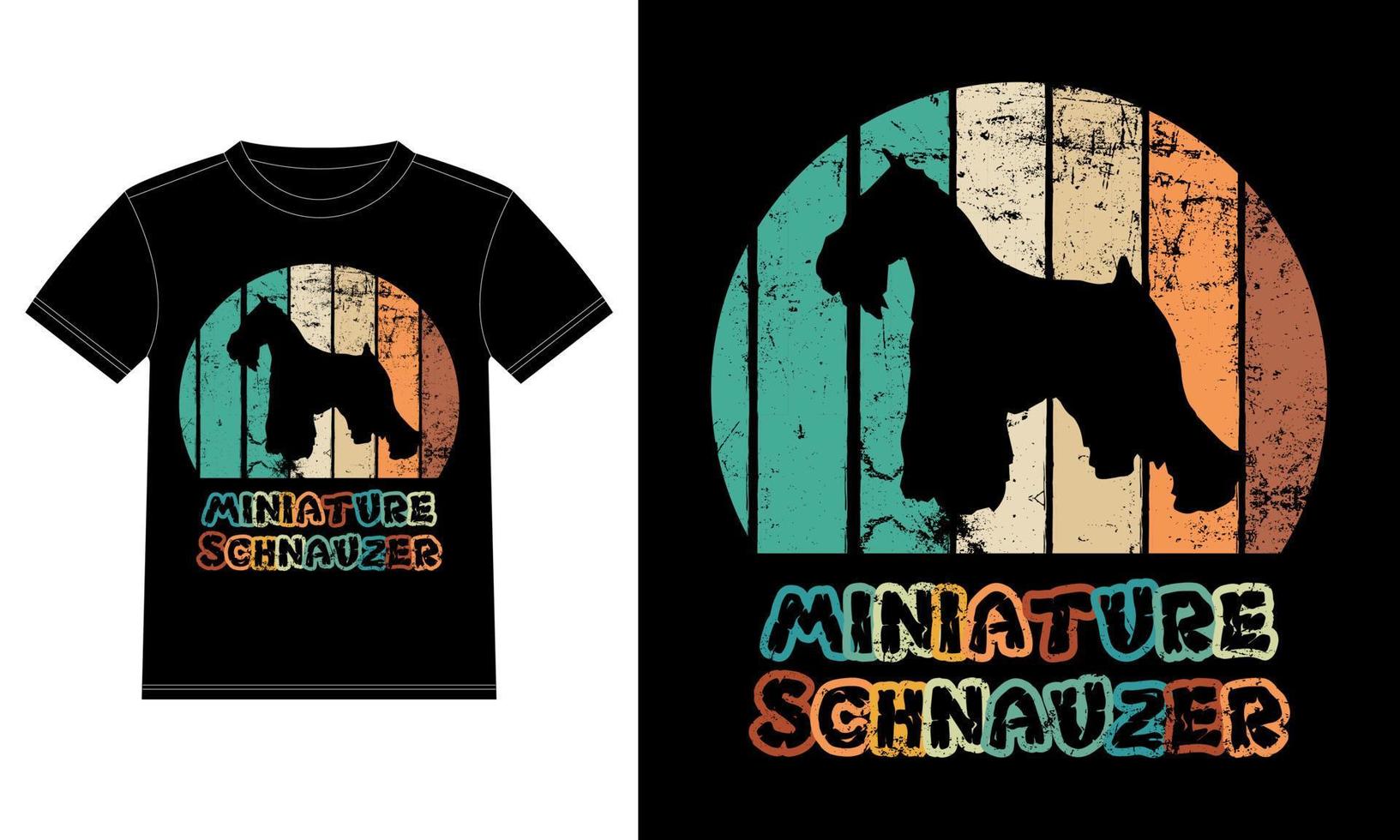 divertido schnauzer miniatura vintage retro puesta de sol silueta regalos amante de los perros dueño del perro camiseta esencial vector