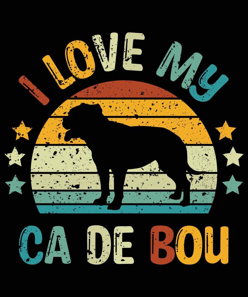 gracioso ca de bou vintage retro puesta de sol silueta regalos amante de los perros dueño del perro camiseta esencial vector