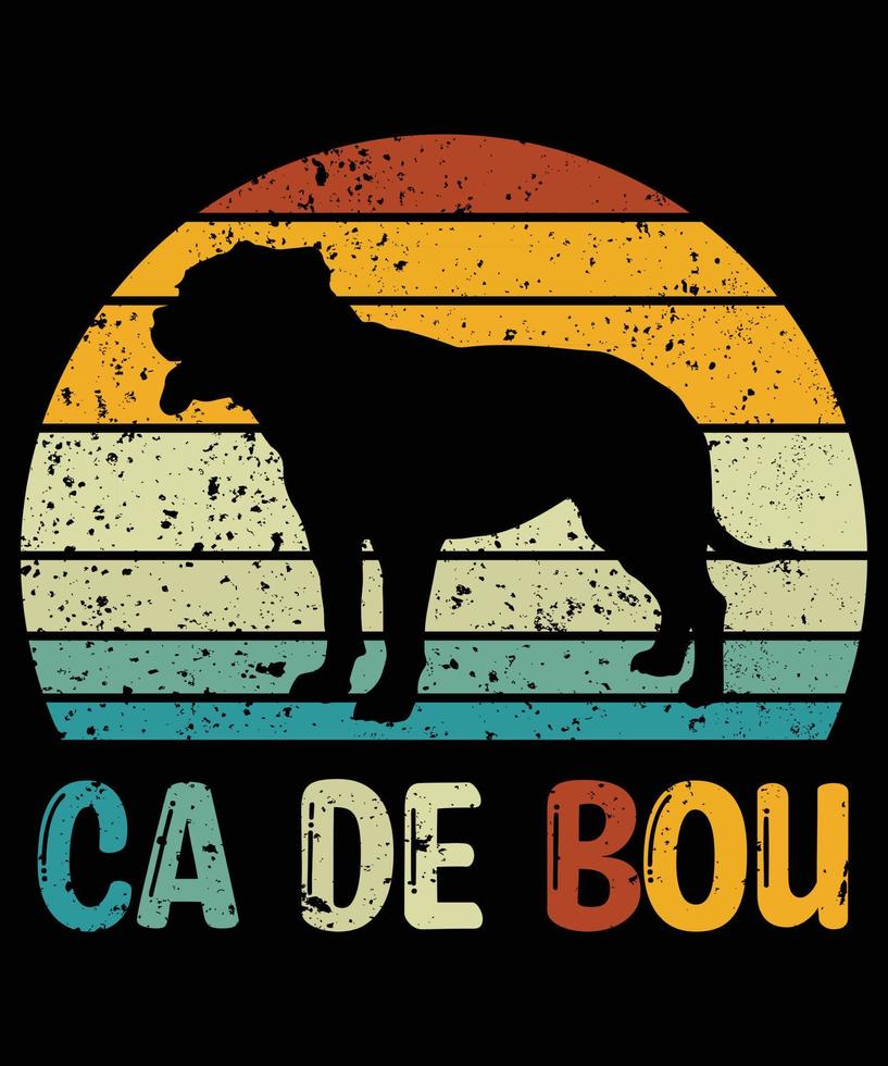 gracioso ca de bou vintage retro puesta de sol silueta regalos amante de los perros dueño del perro camiseta esencial vector