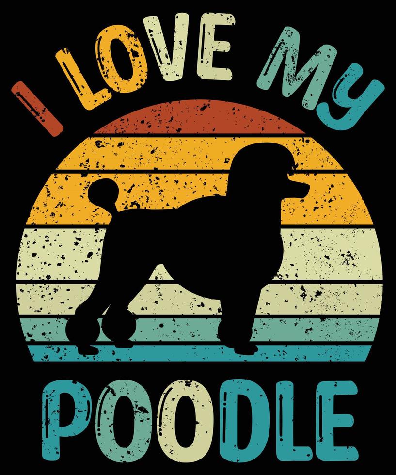 Funny Poodle Vintage Retro Sunset Silhouette Gifts Dog Lover Dog Owner Essential T-Shirt vector