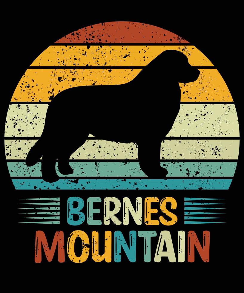 Funny Bernese Mountain Vintage Retro Sunset Silhouette Gifts Dog Lover Dog Owner Essential T-Shirt vector