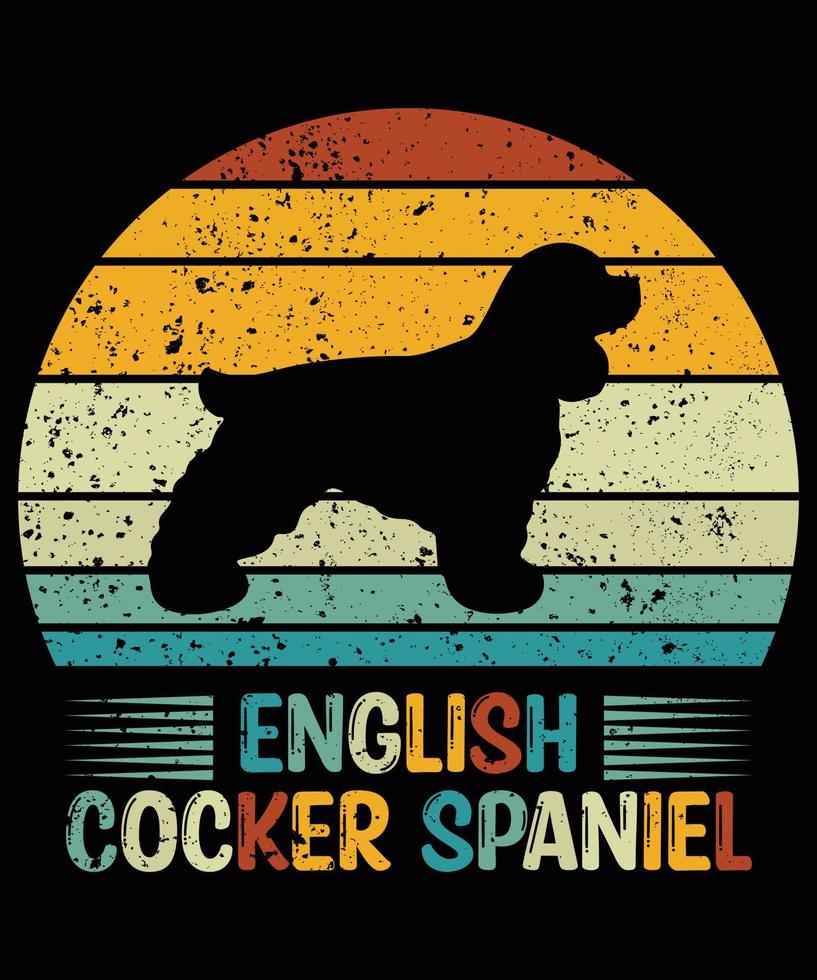 divertido inglés cocker spaniel vintage retro puesta de sol silueta regalos amante de los perros dueño del perro camiseta esencial vector