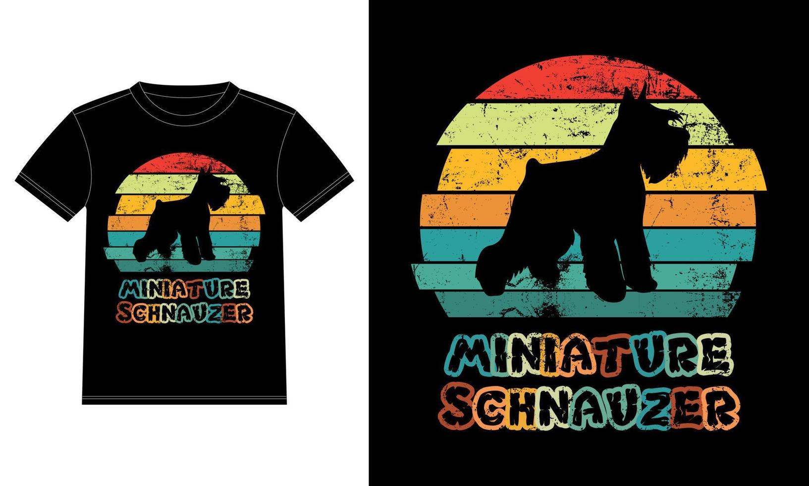 divertido schnauzer miniatura vintage retro puesta de sol silueta regalos amante de los perros dueño del perro camiseta esencial vector