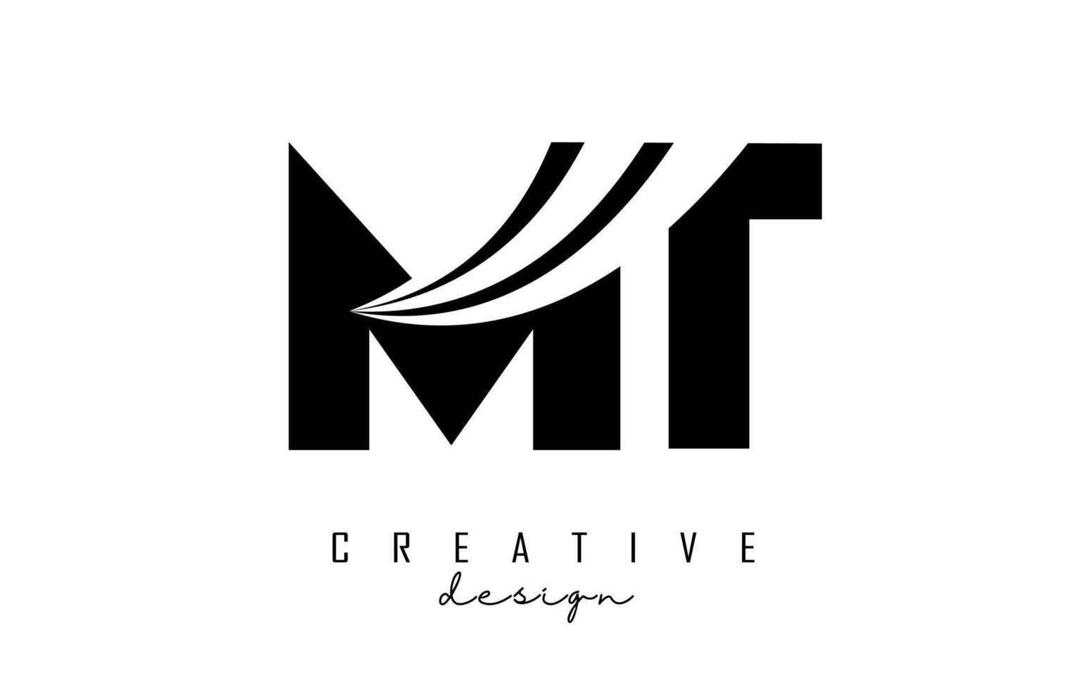 Creative black letters MT m t logo with leading lines and road concept design. Letters with geometric design. vector