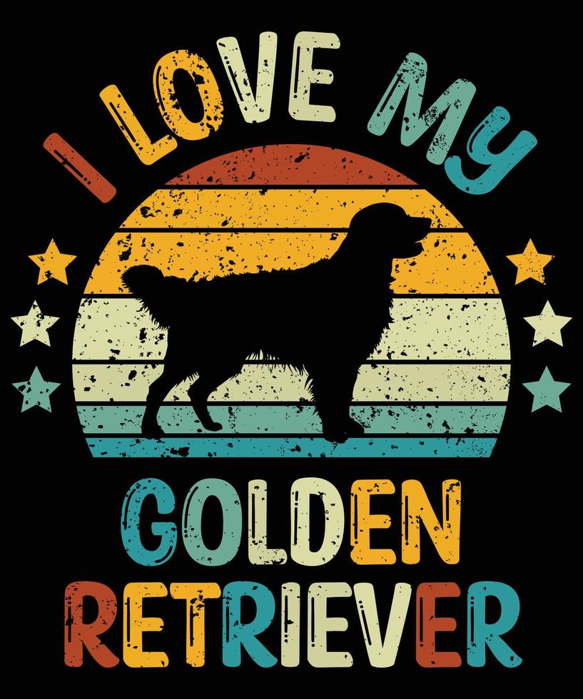 Funny Golden Retriever Vintage Retro Sunset Silhouette Gifts Dog Lover Dog Owner Essential T-Shirt vector