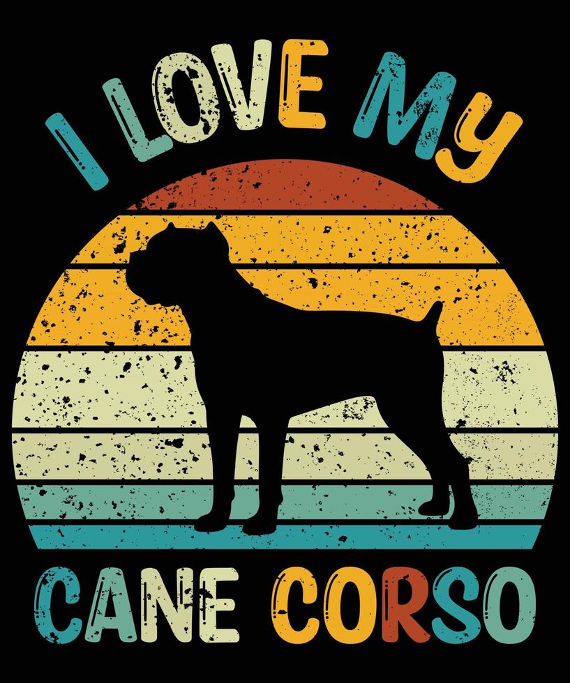 gracioso cane corso vintage retro puesta de sol silueta regalos amante de los perros dueño del perro camiseta esencial vector