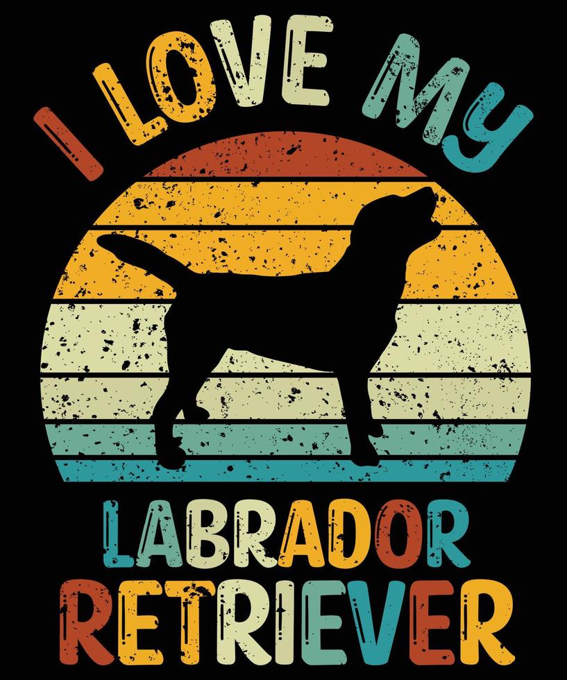 divertido labrador retriever vintage retro puesta de sol silueta regalos amante de los perros dueño del perro camiseta esencial vector