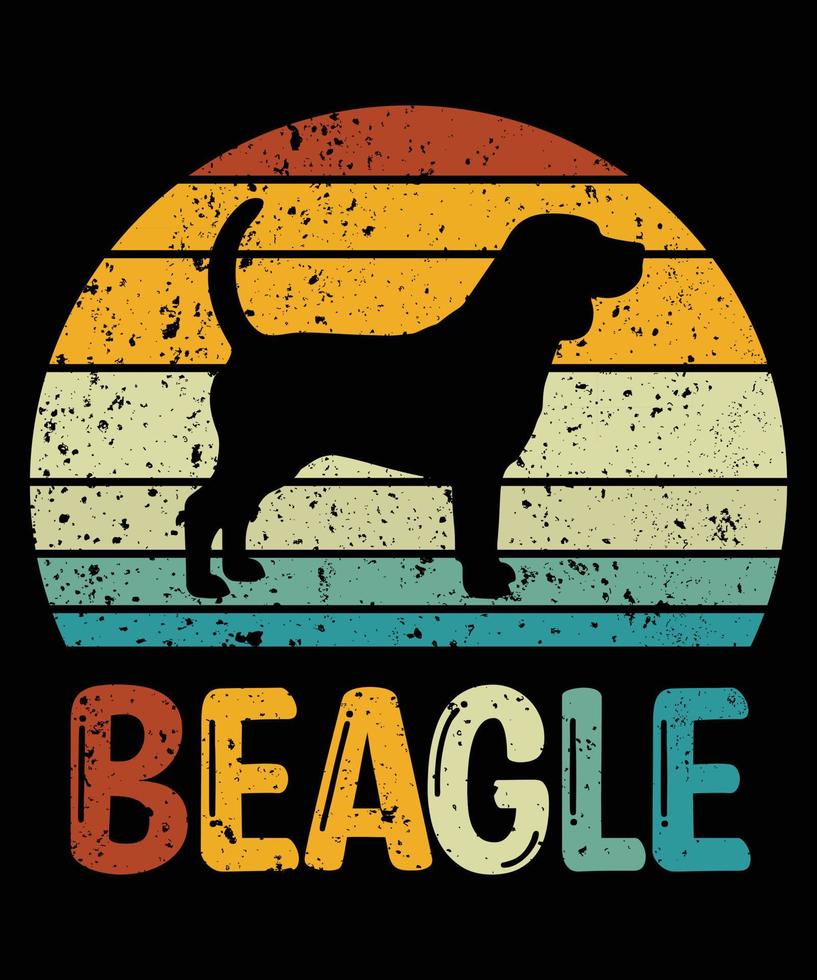 divertido beagle vintage retro puesta de sol silueta regalos amante de los perros dueño del perro camiseta esencial vector