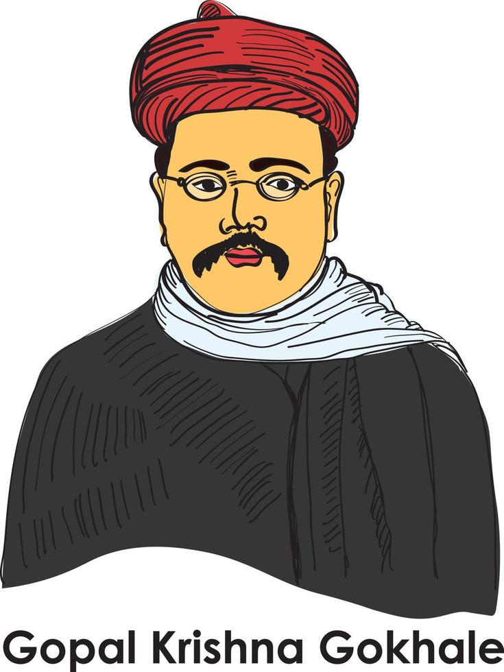 gopal krishna gokhale fue un líder político 'moderado' indio y un reformador social durante el movimiento de independencia indio. vector