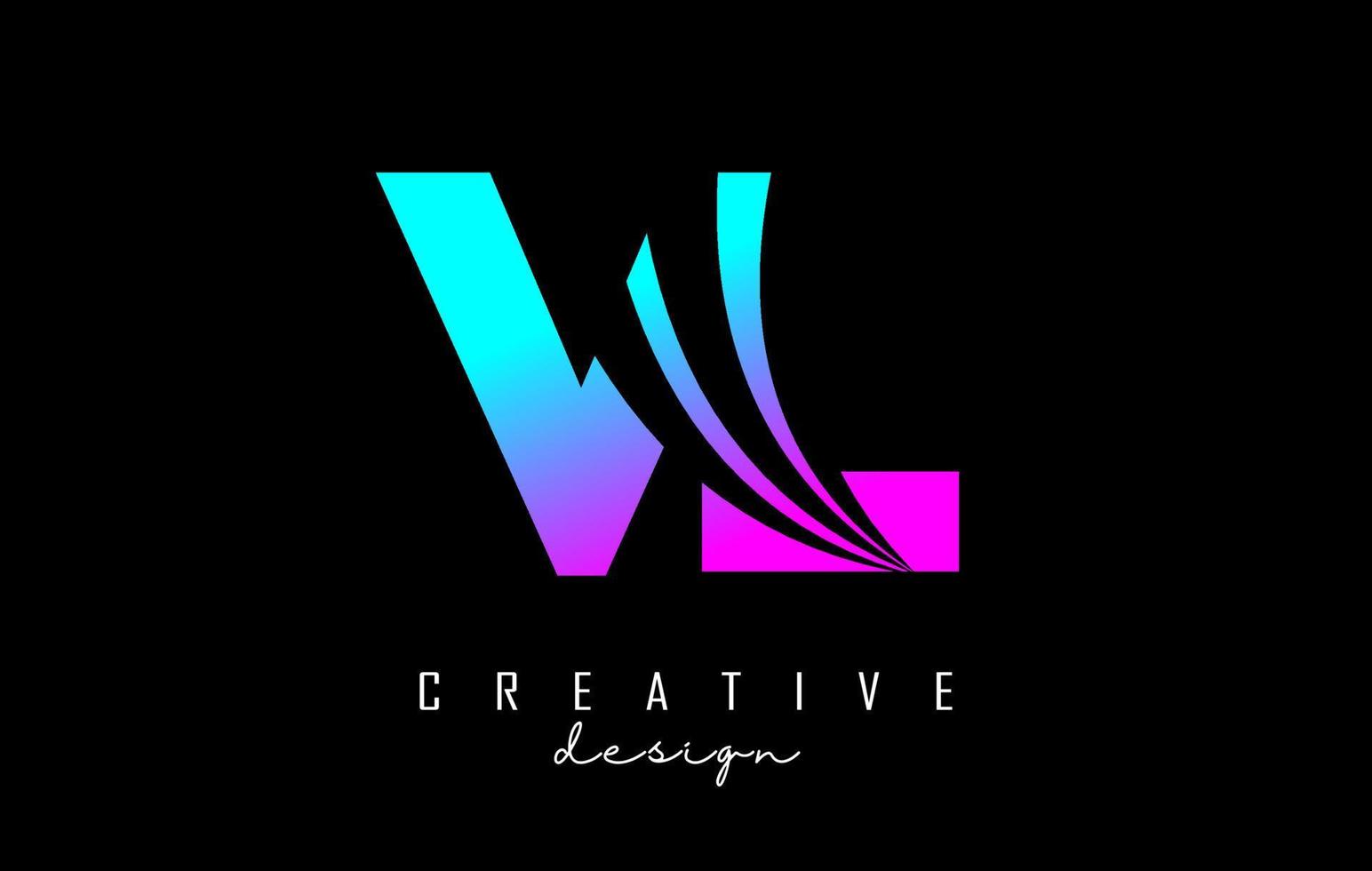 Creative colorful letters VL v l logo with leading lines and road concept design. Letters with geometric design. vector