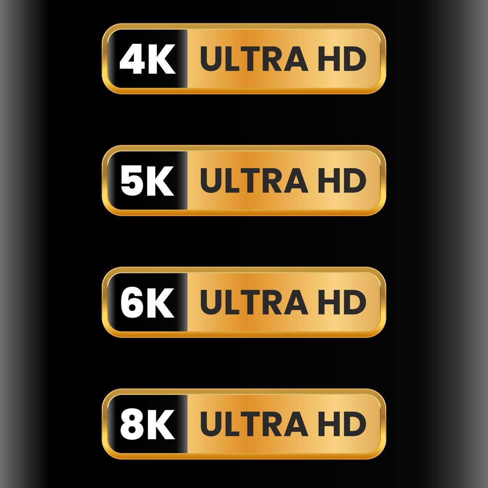 golden color ultra hd button icon set vector