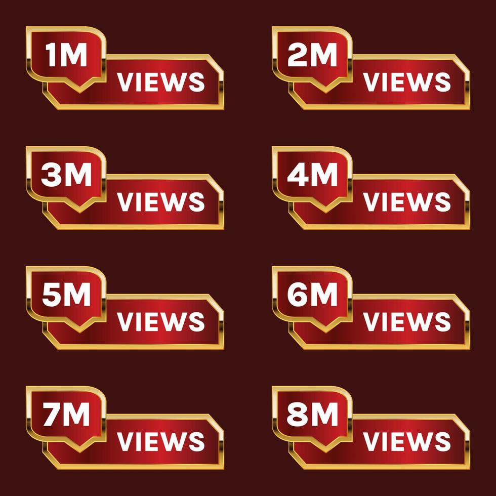 1 millón de vistas a 8 millones más vistas banner vector.1m más vistas gracias vector