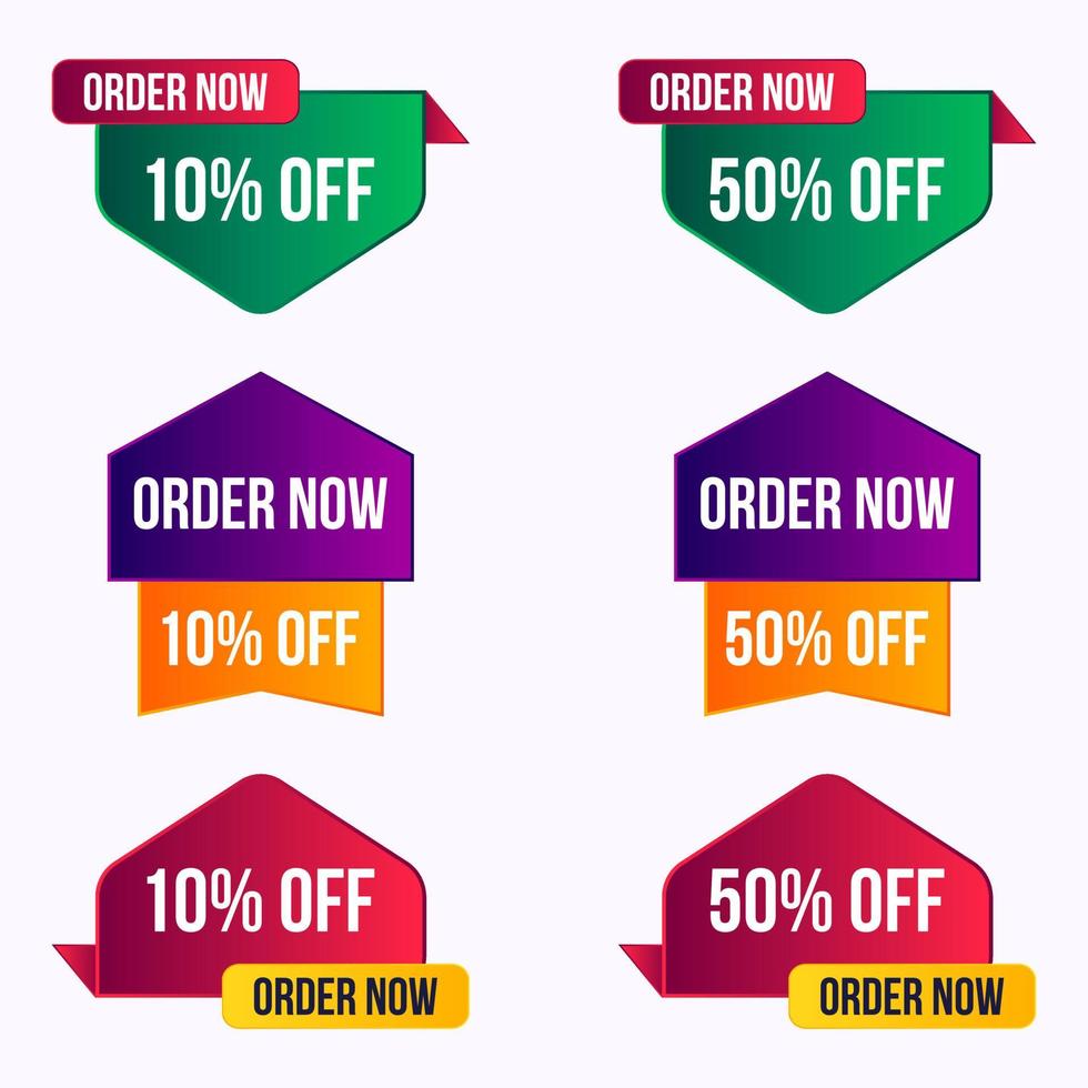 order now up to 10 percent and 50 percent off sale discount offer banner set vector