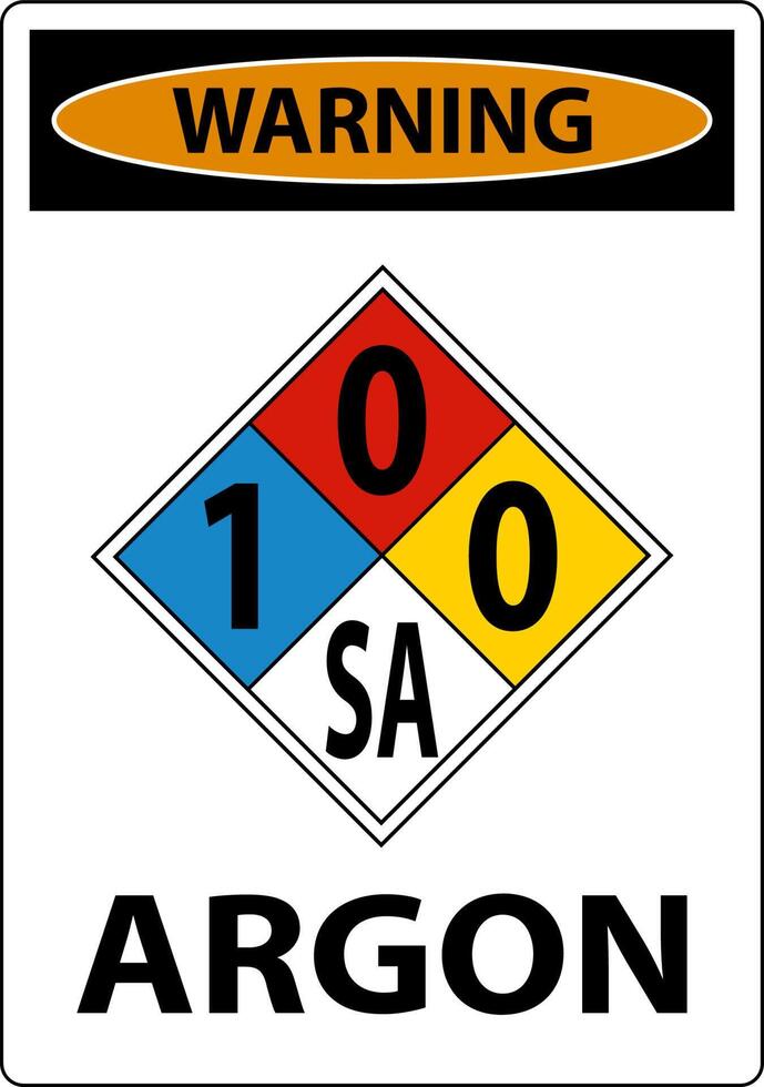 NFPA Warning Argon 1-0-0-SA Sign On White Background vector