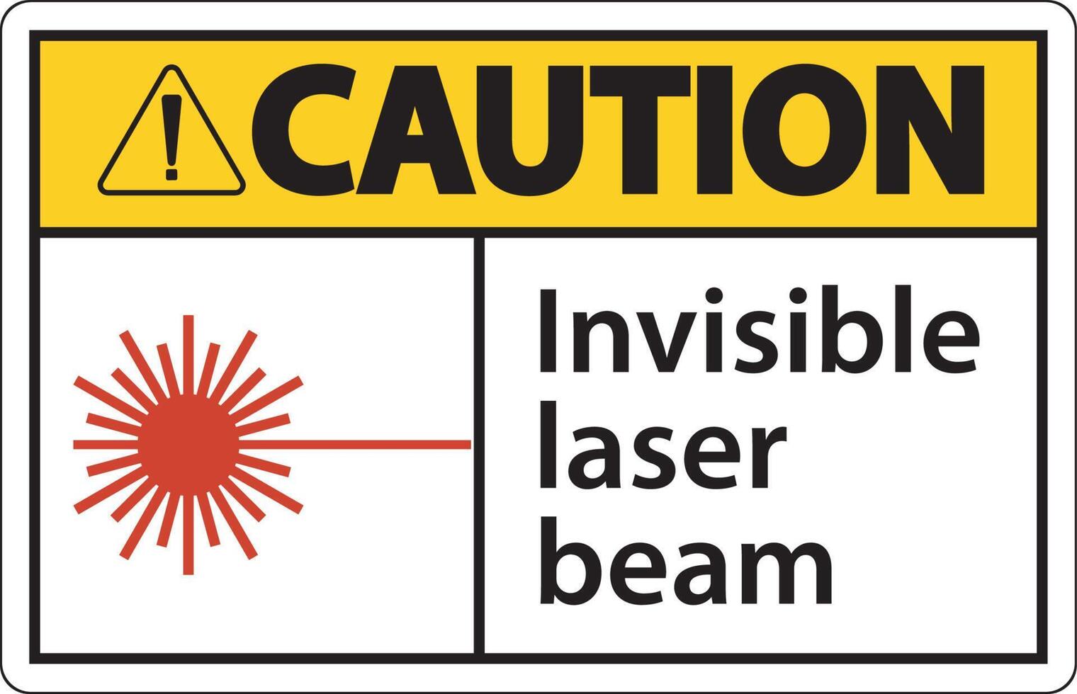 Caution Sign invisible laser beam On White Background vector