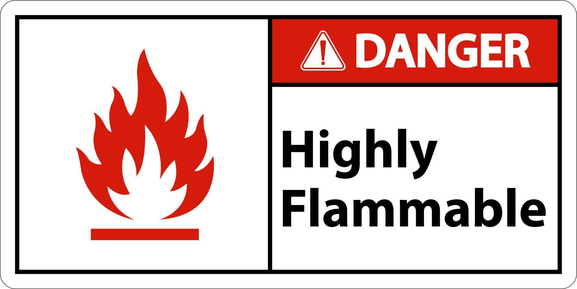 Caution Highly Flammable Sign On White Background vector