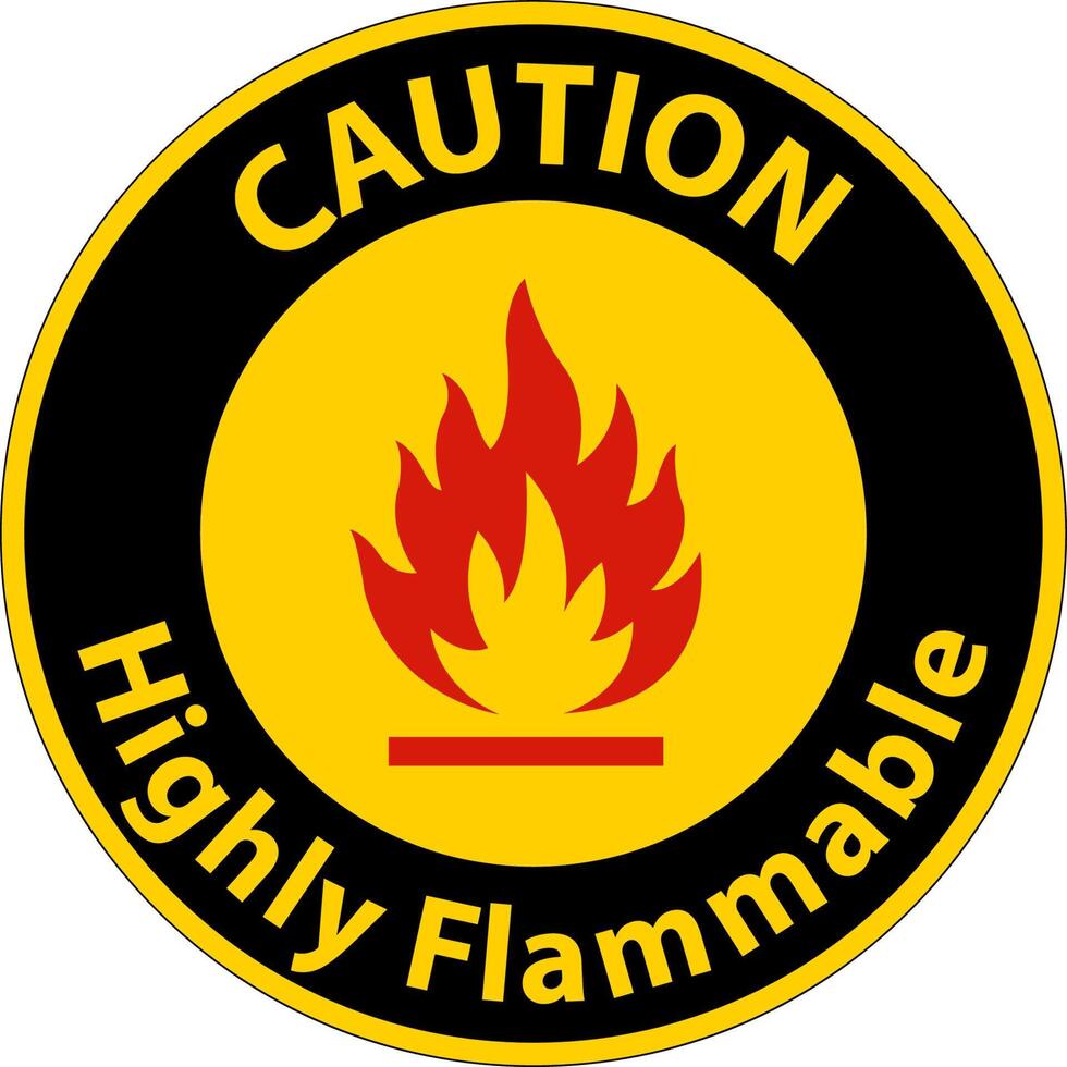 Caution Highly Flammable Sign On White Background vector