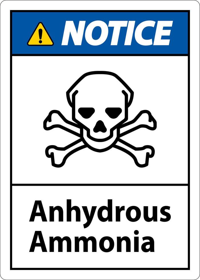 Notice Anhydrous Ammonia Sign On White Background vector