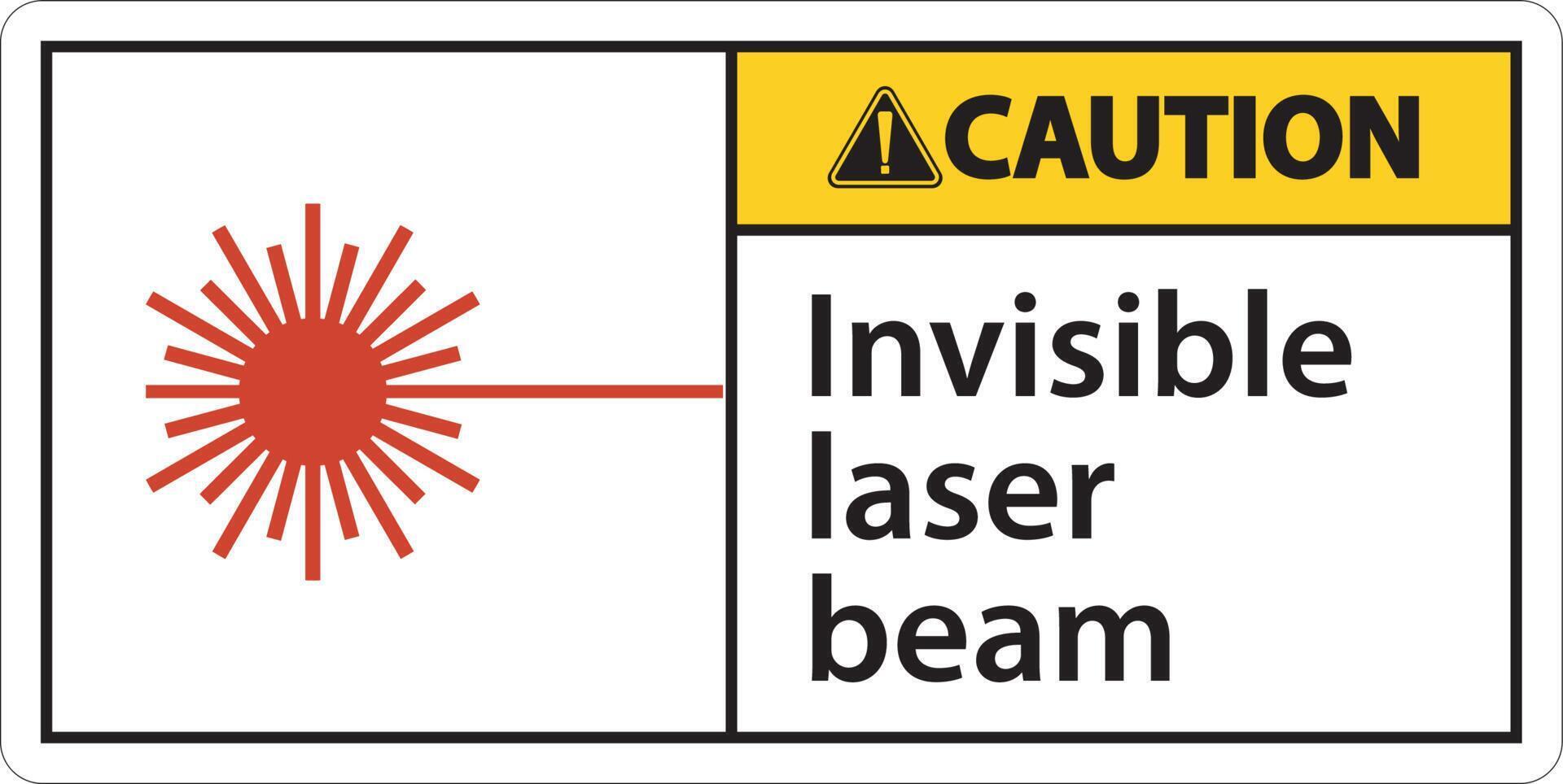 Caution Sign invisible laser beam On White Background vector