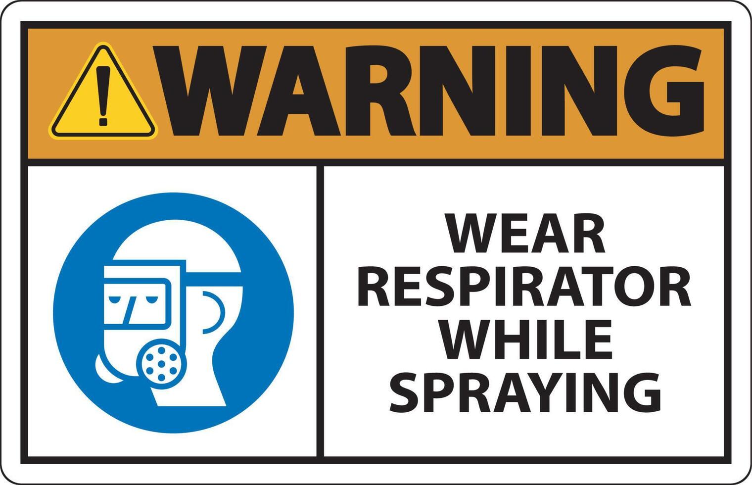 Warning Wear Respirator While Spraying Sign With Symbol vector