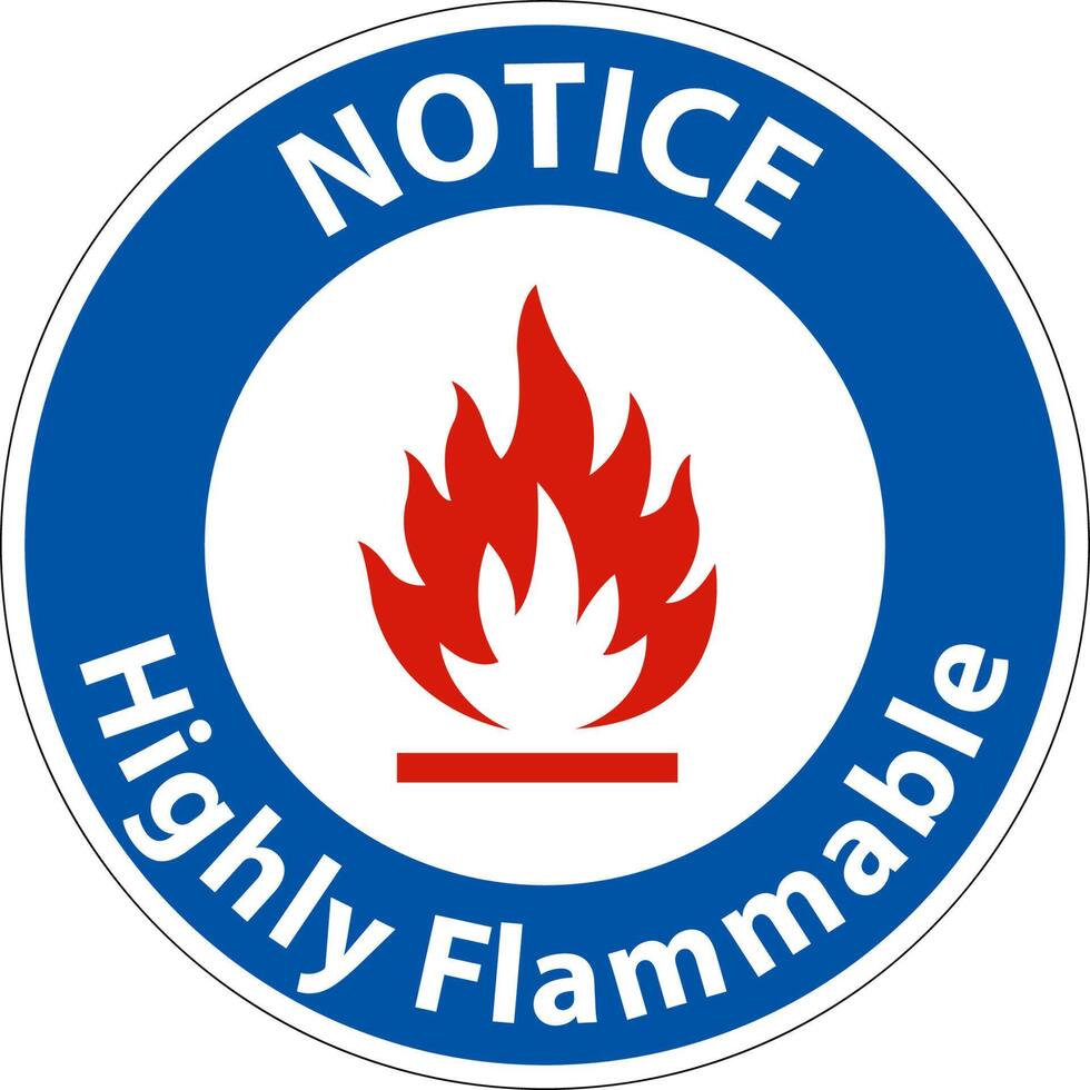 Notice Highly Flammable Sign On White Background vector