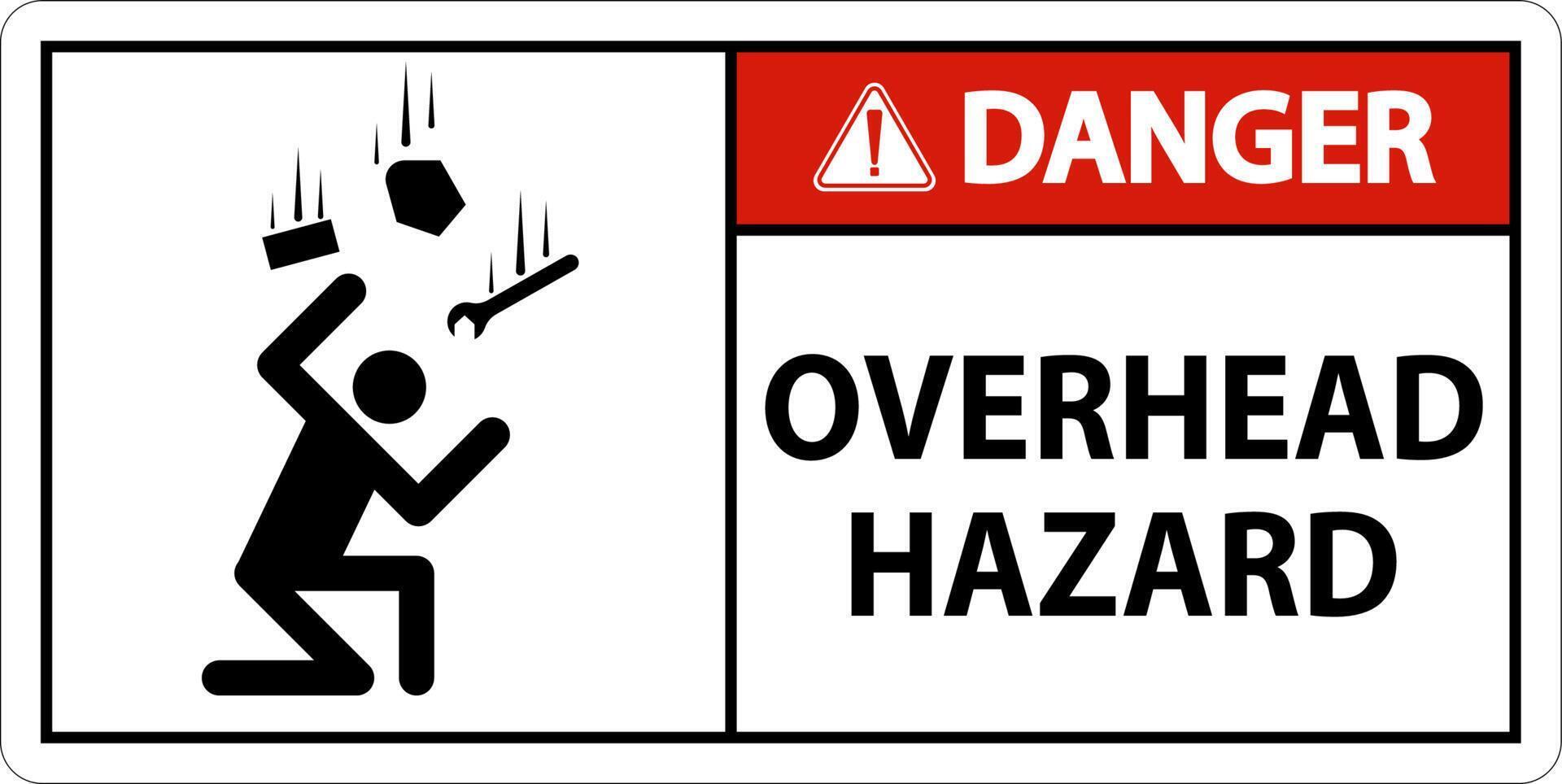 Danger Overhead Hazard Sign On White Background vector