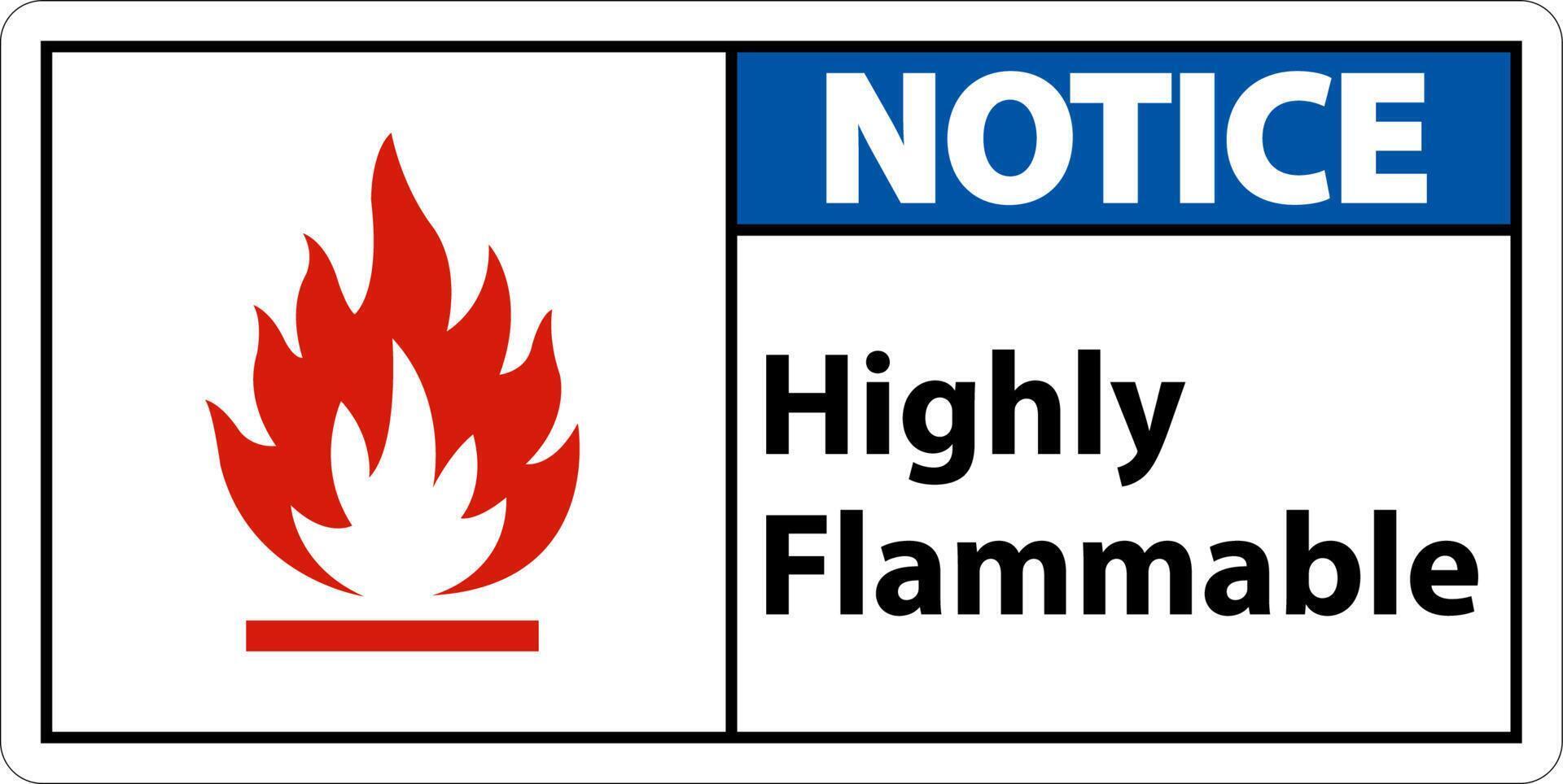 Notice Highly Flammable Sign On White Background vector