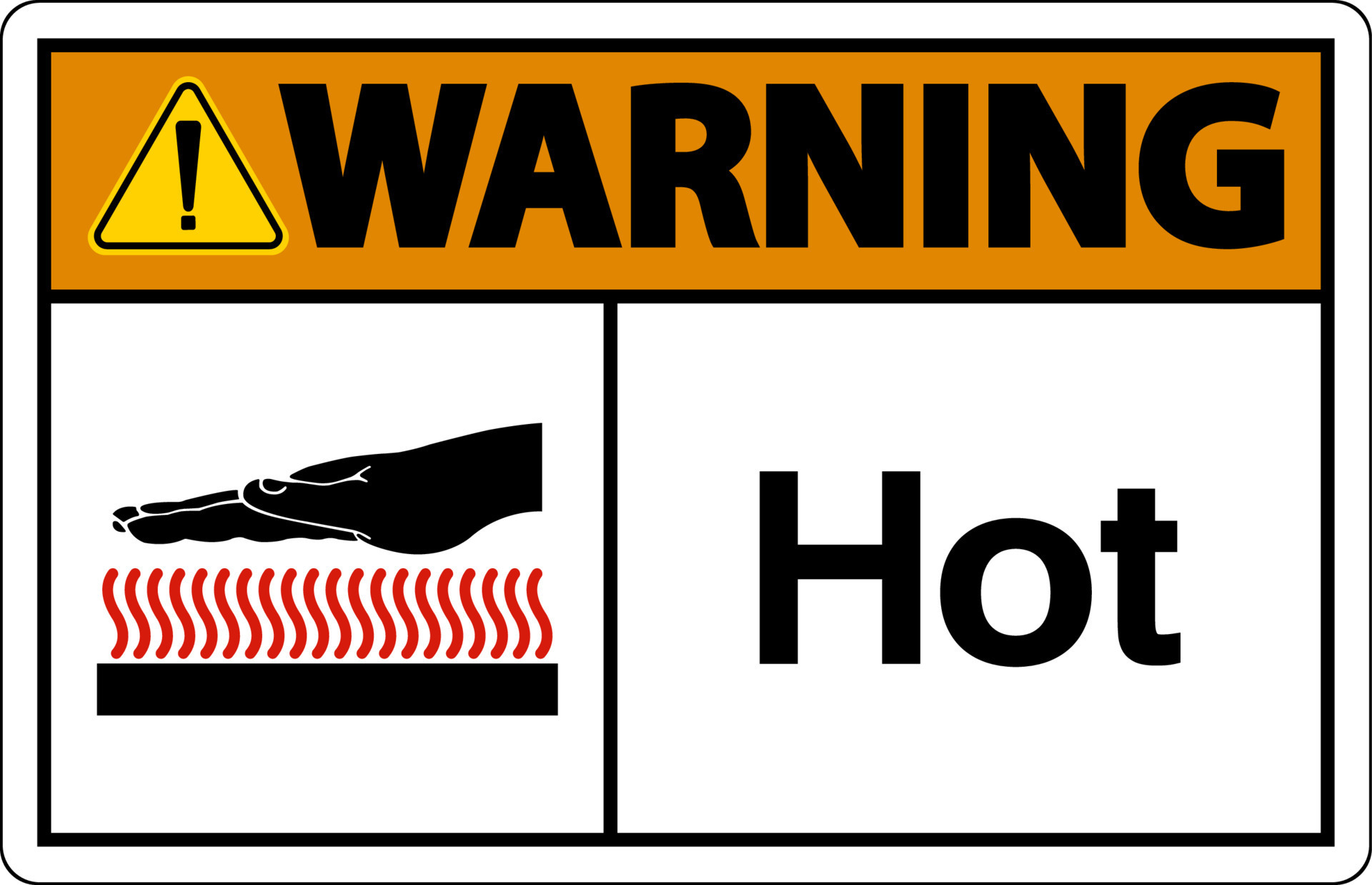 Warning Hot Symbol On White Background 9882055 Vector Art at Vecteezy
