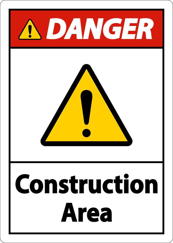 Danger Construction Area Symbol Sign On White Background vector