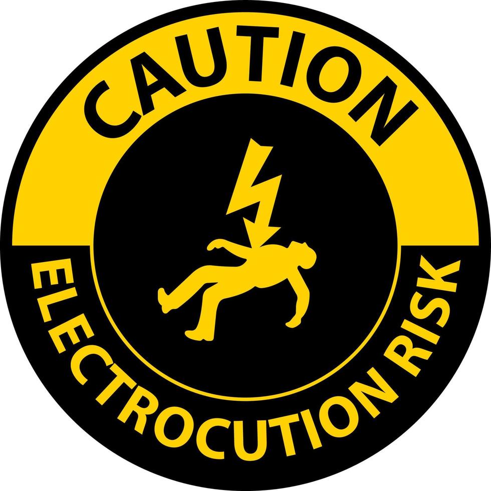 Precaución signo de riesgo de electrocución sobre fondo blanco. vector