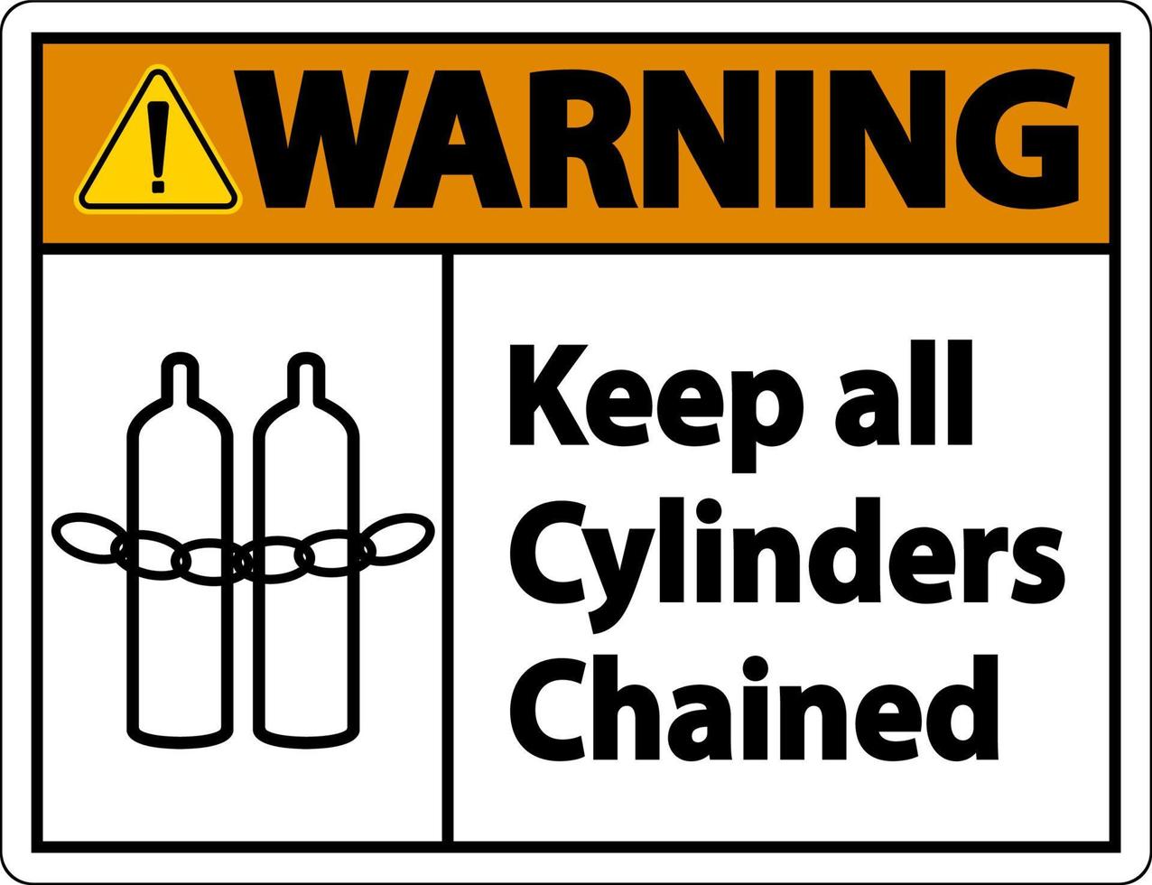 Warning Keep All Cylinders Chained Symbol Sign On White Background vector