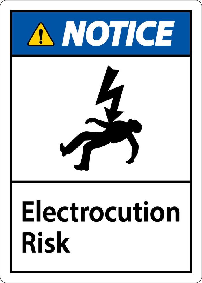 Aviso signo de riesgo de electrocución sobre fondo blanco. vector