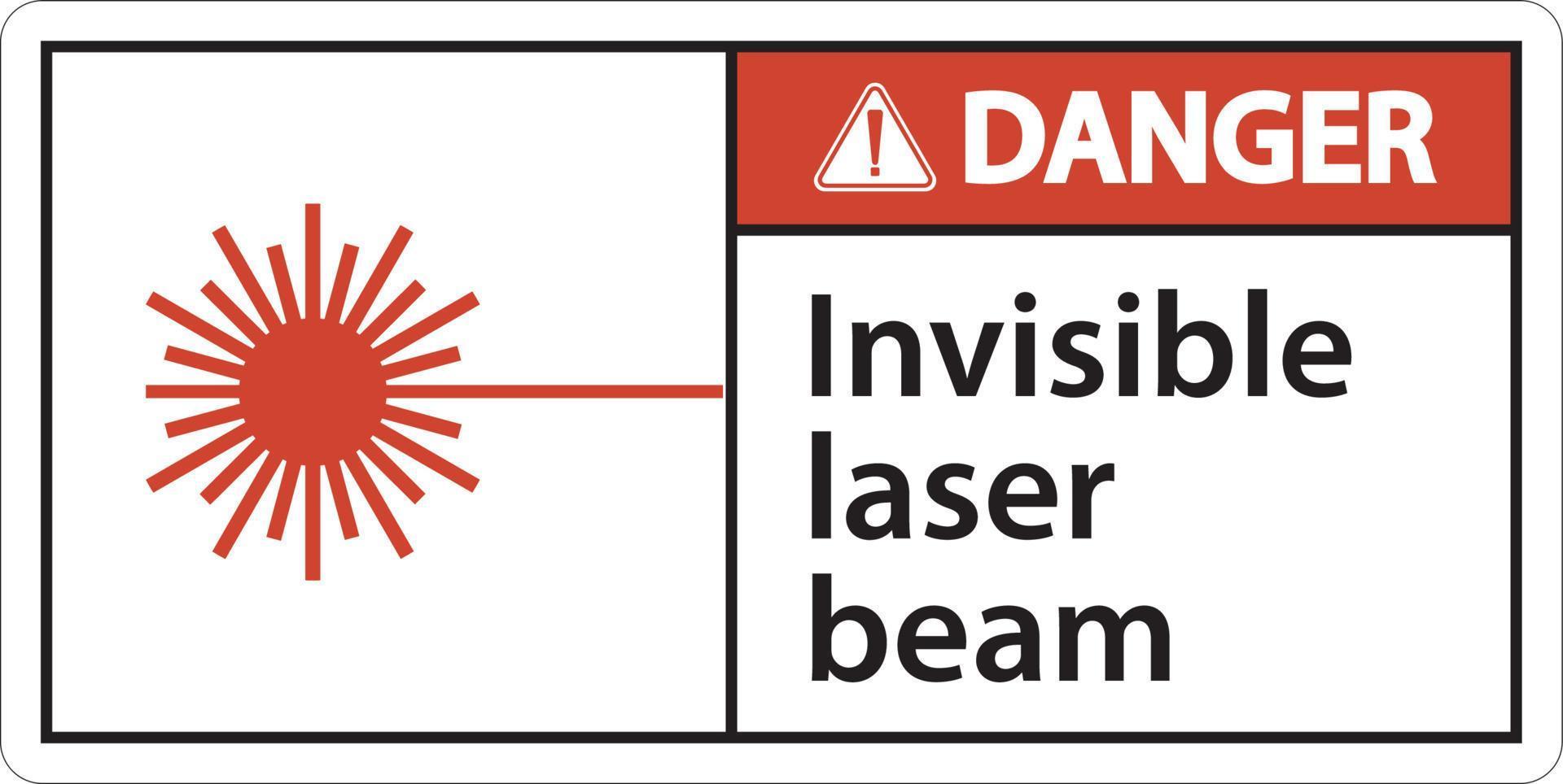 Danger Sign invisible laser beam On White Background vector