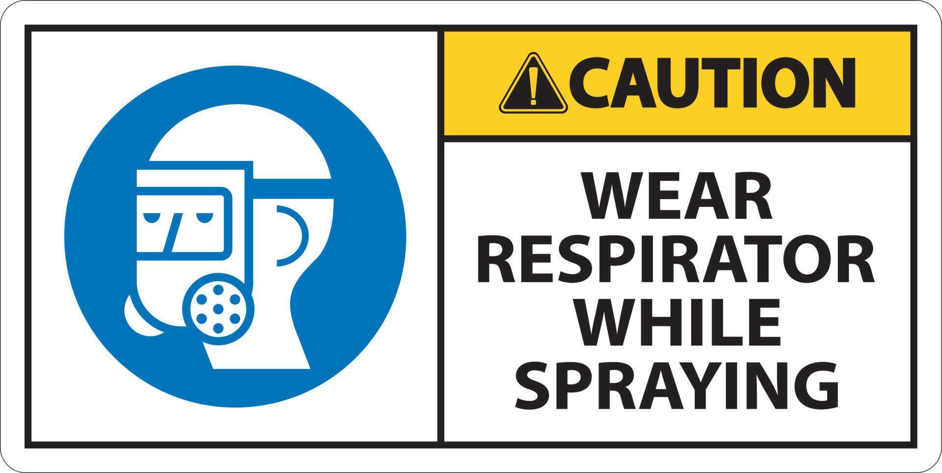 precaución use respirador mientras rocía el signo con el símbolo vector