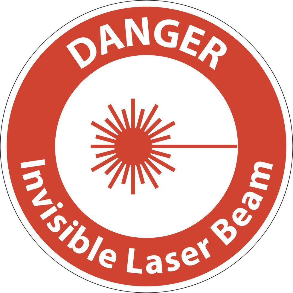 Danger Sign invisible laser beam On White Background vector