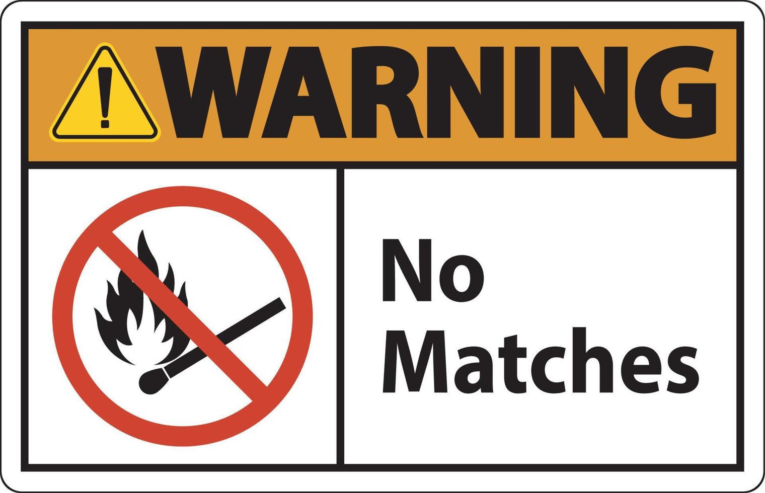 Warning No Fire, No Matches or Open Flame Sign vector