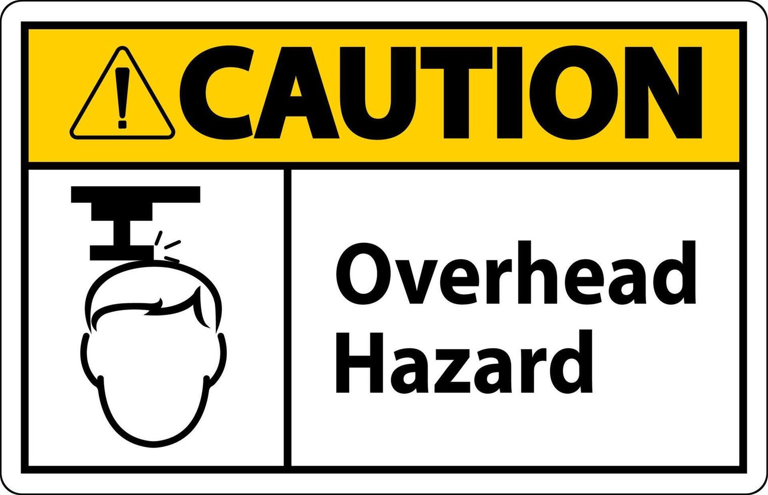 Caution Overhead Hazard Sign On White Background vector