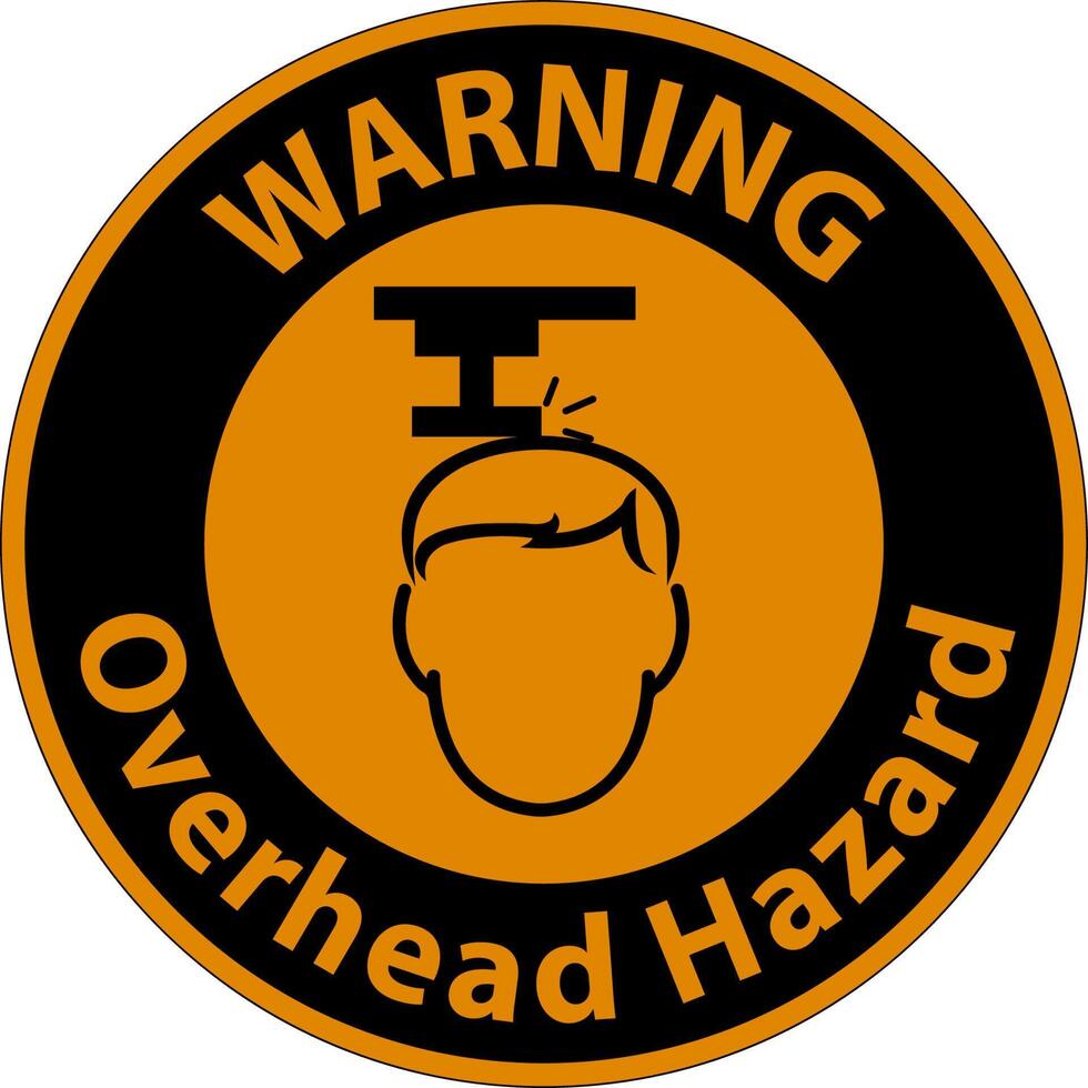 Warning Overhead Hazard Sign On White Background vector