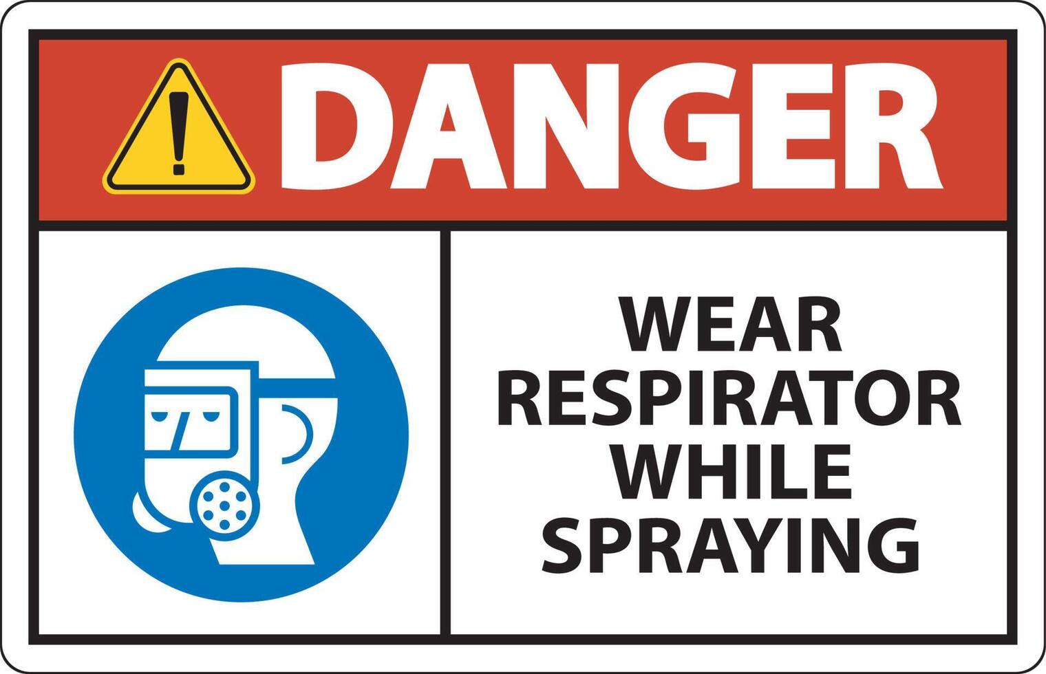 Danger Wear Respirator While Spraying Sign With Symbol vector