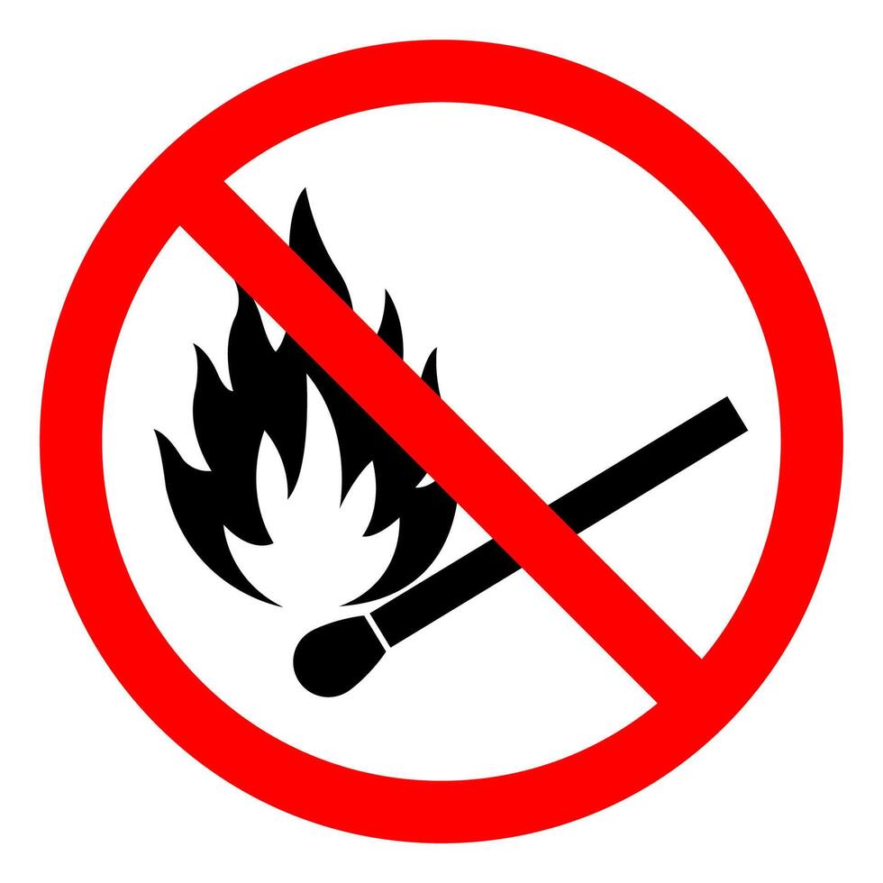 No Fire, No Matches or Open Flame Sign vector
